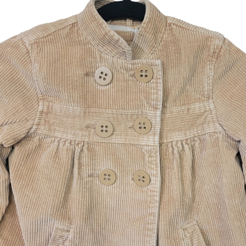 Gap Kids Tan Corduroy Double Breasted Jacket Sz S 6-7 Butterfly Leaf Lined A710 - Picture 3 of 7